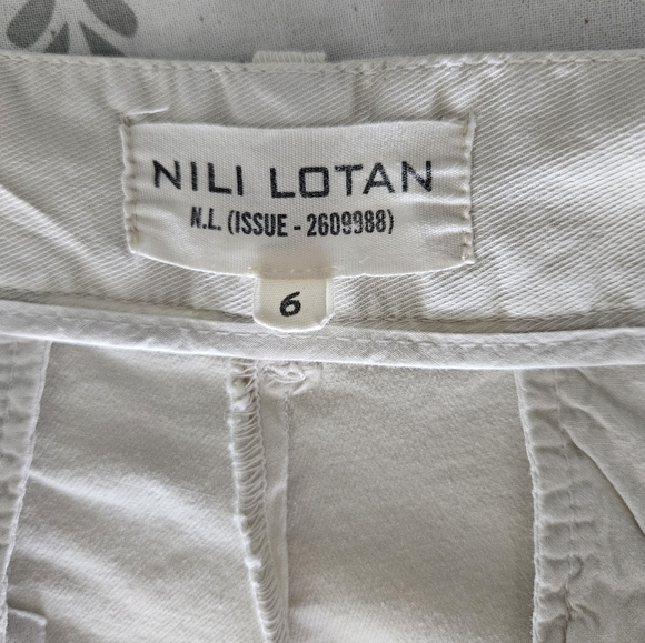 Nili Lotan Dilon Buff Pleated High Waist Ultra Wide Leg Raw Hem Khaki Pants - Picture 12 of 15